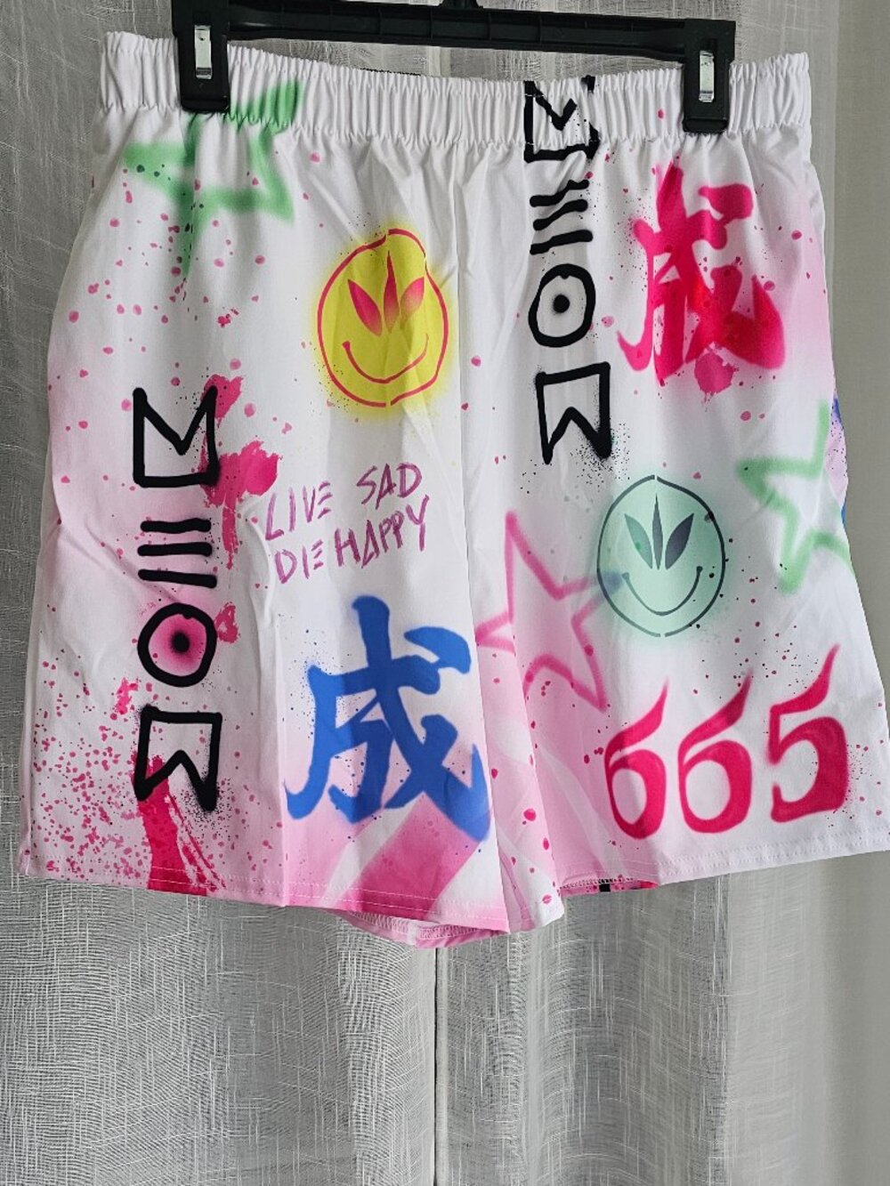 Men's Meow Spray Live Sad Die Happy Shorts Size L NEW